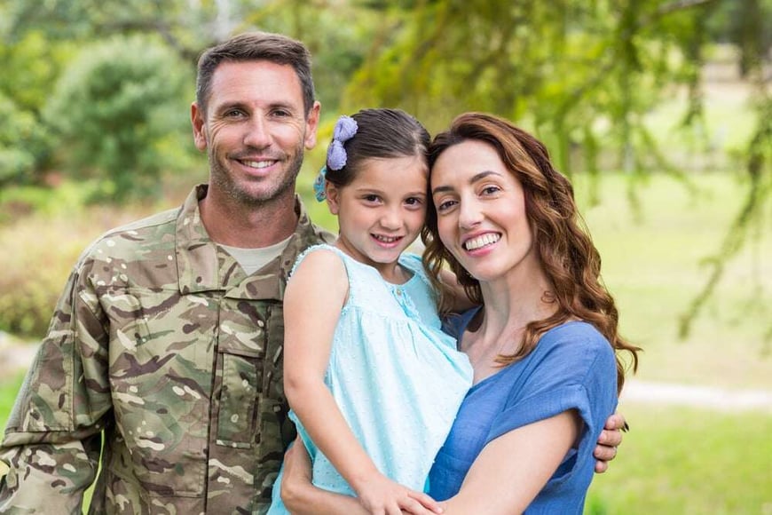 Handsome soldier reunited with family on a sunny day-1